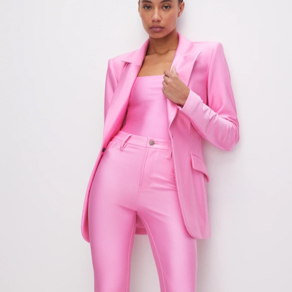 Good American compression shine sculpted blazer in sorority pink size medium